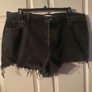 Abercrombie Black Distressed Denim Mom Shorts